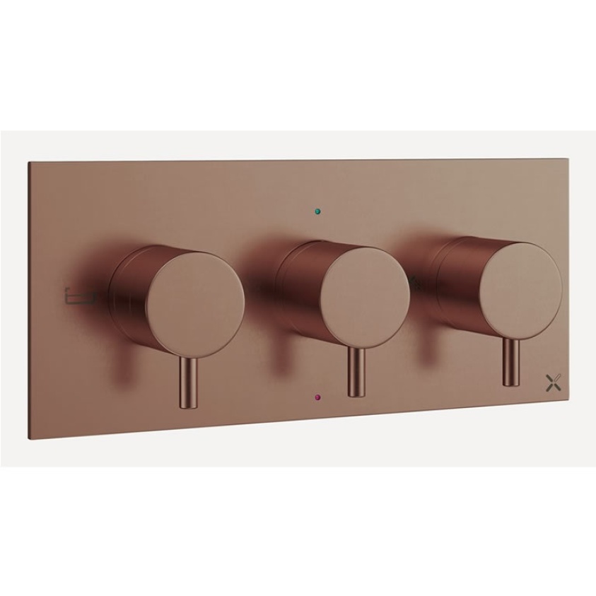 Crosswater MPRO Brushed Bronze 3 Outlet 3 Control Landscape Shower Valve