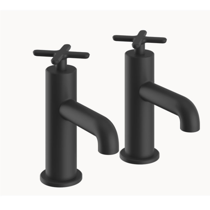 Heritage Salcombe Matt Black Bath Pillar Taps