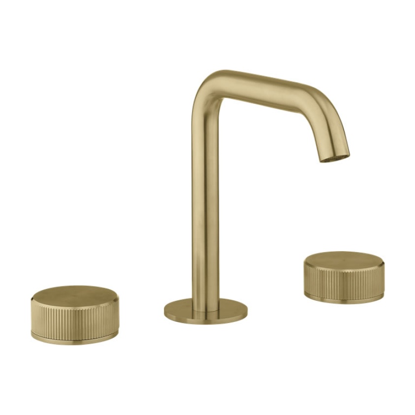 Photo Of Crosswater 3ONE6 Brushed Brass 3 Tap Hole Basin Mixer