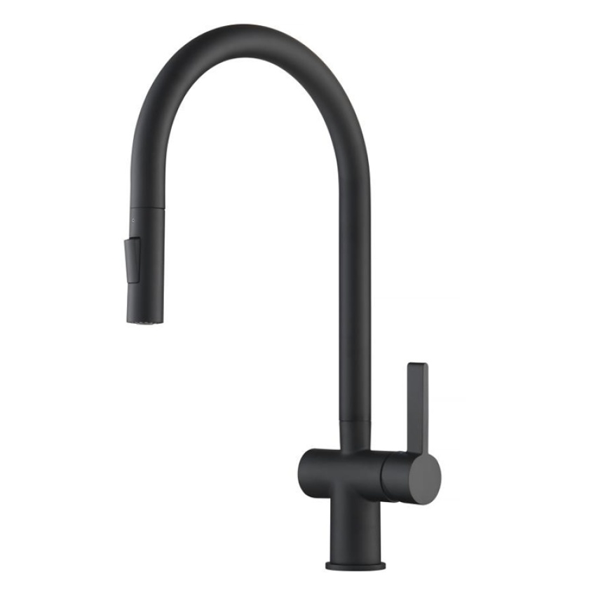 JTP Vos Matt Black Single Lever Pull Out Kitchen Sink Mixer