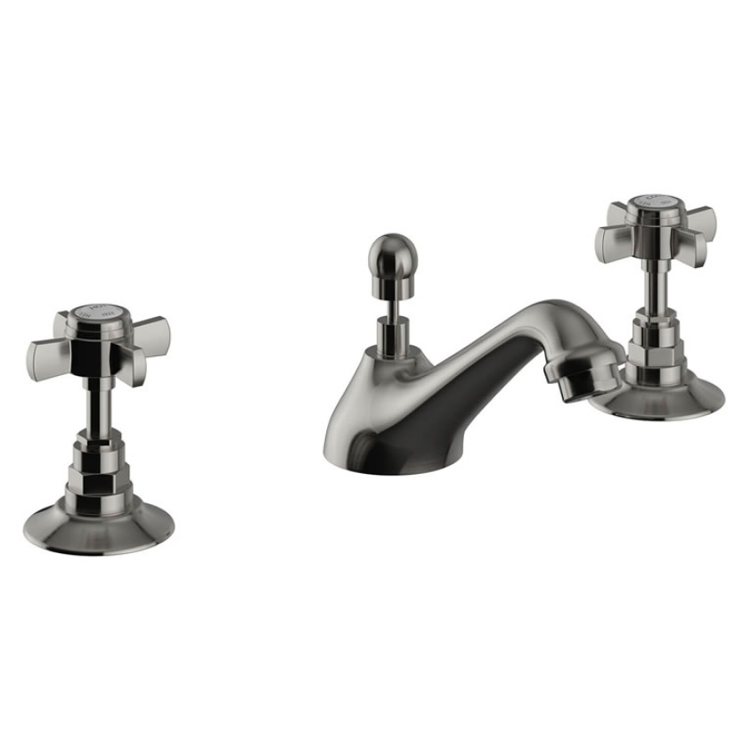 Heritage Dawlish Brushed Nickel 3 Tap Hole Basin Mixer