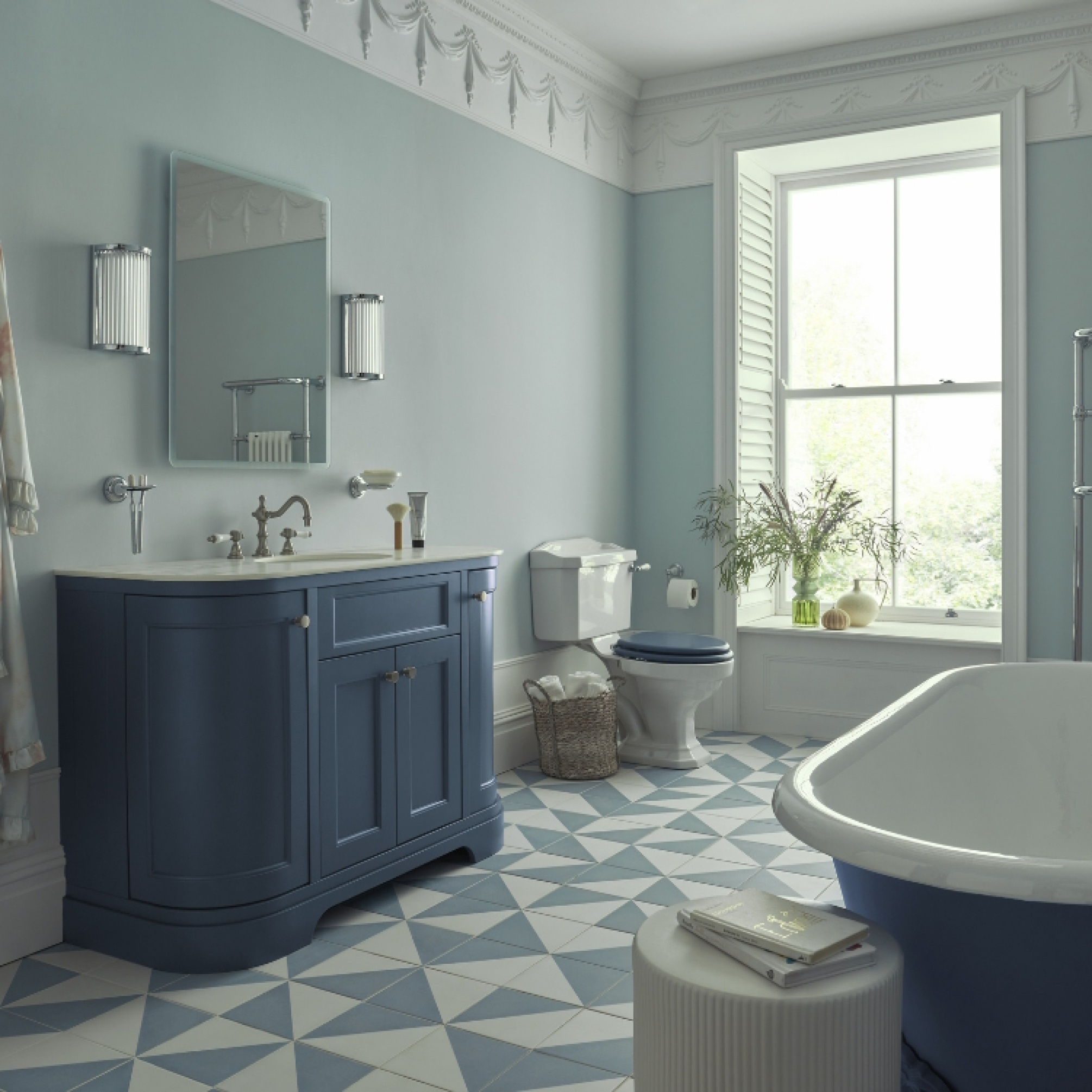 Heritage Wilton 1200mm Maritime Blue Curved Vanity Unit & Worktop ...