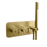 Photo Of Crosswater Union Brushed Brass Shower Valve With 2 Way Diverter & Handset