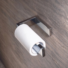 image of an abacus toilet roll holder with half-empty toilet roll hanging on it