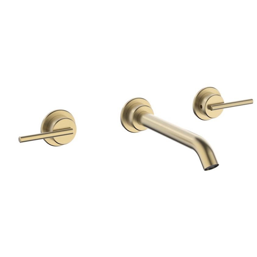 Crosswater 3ONE6 Lever Brushed Brass 3 Hole Wall Mounted Basin Mixer