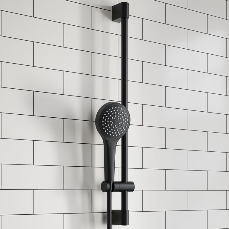 V&B Matt Black Square Exposed Shower Set | Sanctuary Bathrooms