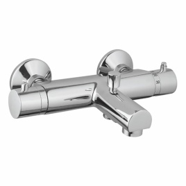 image of a chrome crosswater exposed shower valve with a bath spout