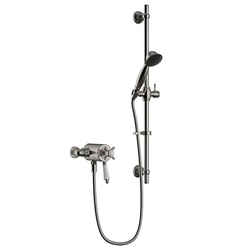 Heritage Dawlish Brushed Nickel Exposed Shower Kit with Flexible Riser Kit