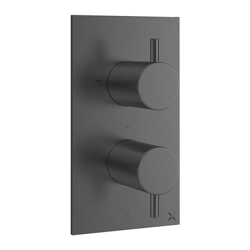 Crosswater MPRO Slate Twin Outlet Two Control Shower Valve