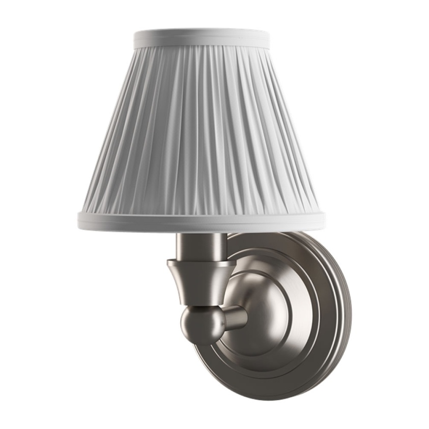 Burlington Round Light With Brushed Nickel Base & White Pleated Shade