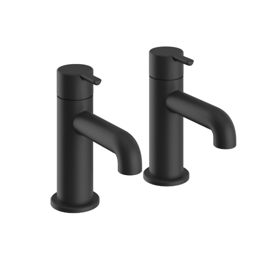 Heritage Dartmouth Matt Black Basin Pillar Taps