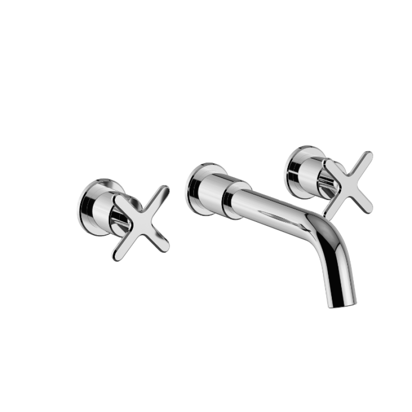 Heritage Salcombe Chrome 3 Tap Hole Wall Mounted Basin Mixer