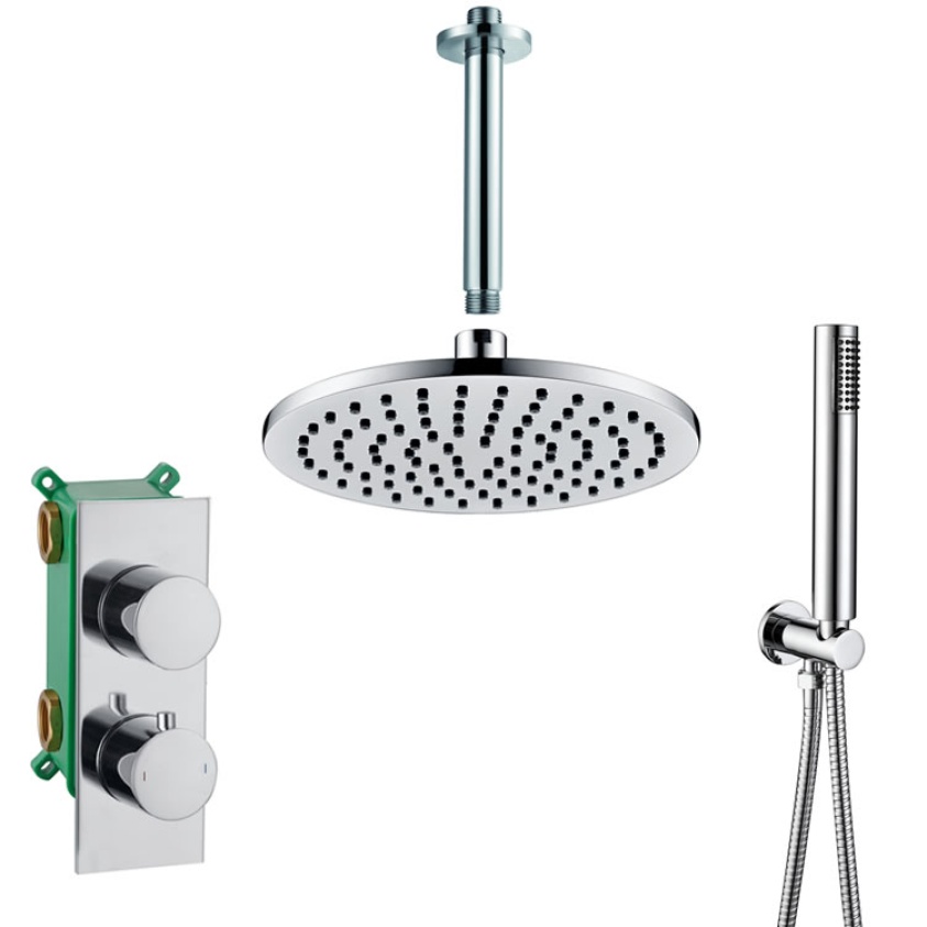 Cutout image of Sanctuary Apex Chrome Dual-Outlet Thermostatic Ceiling Shower Pack