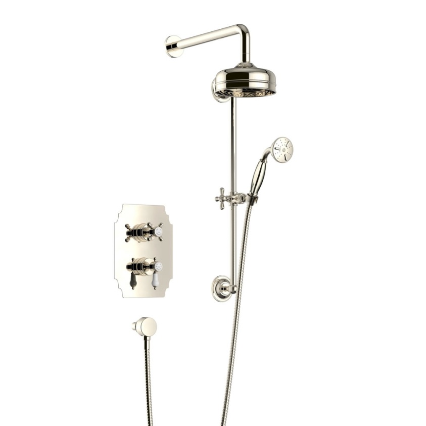 Photo of Heritage Glastonbury Vintage Gold Shower Kit with Fixed Head & Flexible Riser Kit