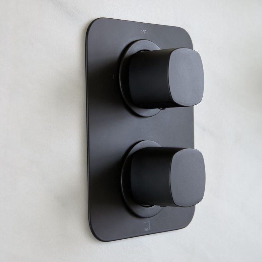 Vado Cameo Matt Black 2 Control Thermostatic Shower Valve - 2 Outlet ...