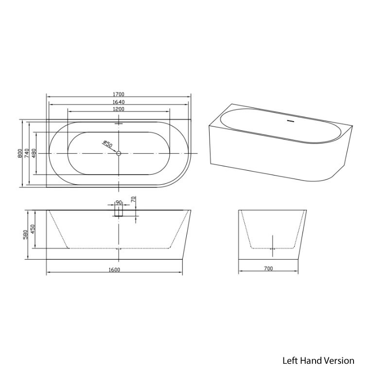 Camden Back To Wall Corner Freestanding Bath | Sanctuary Bathrooms