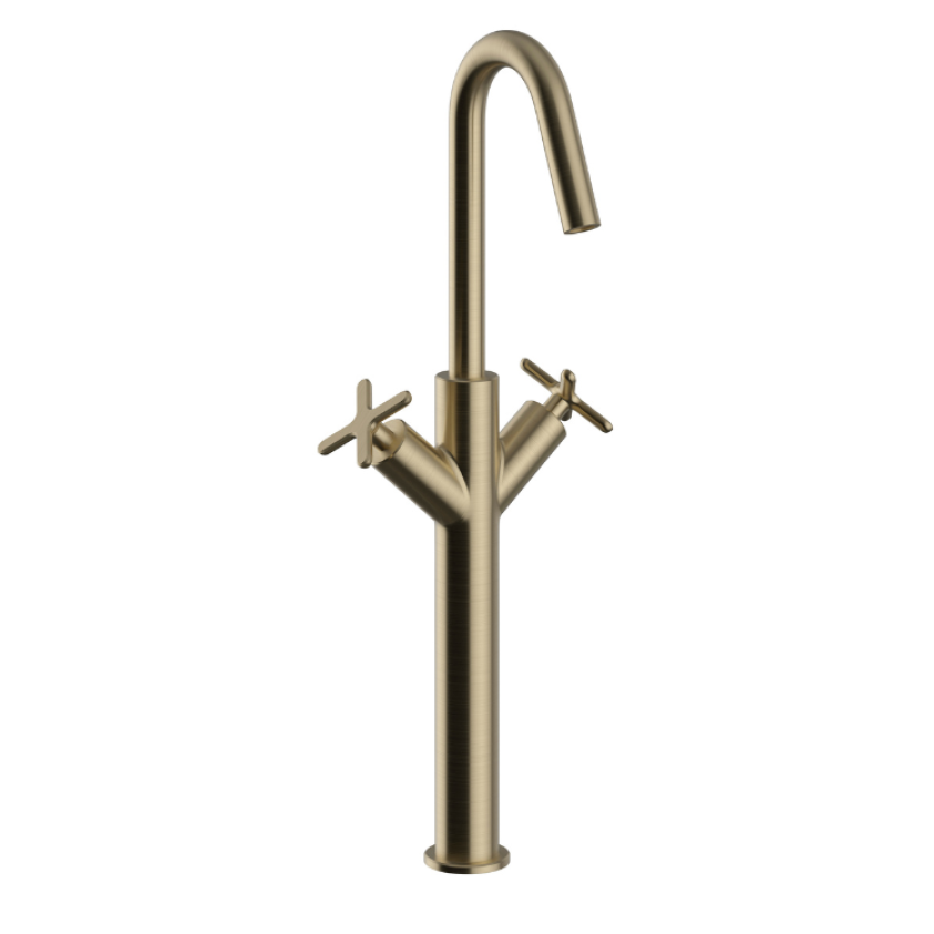 Heritage Salcombe Brushed Brass Tall Basin Mixer