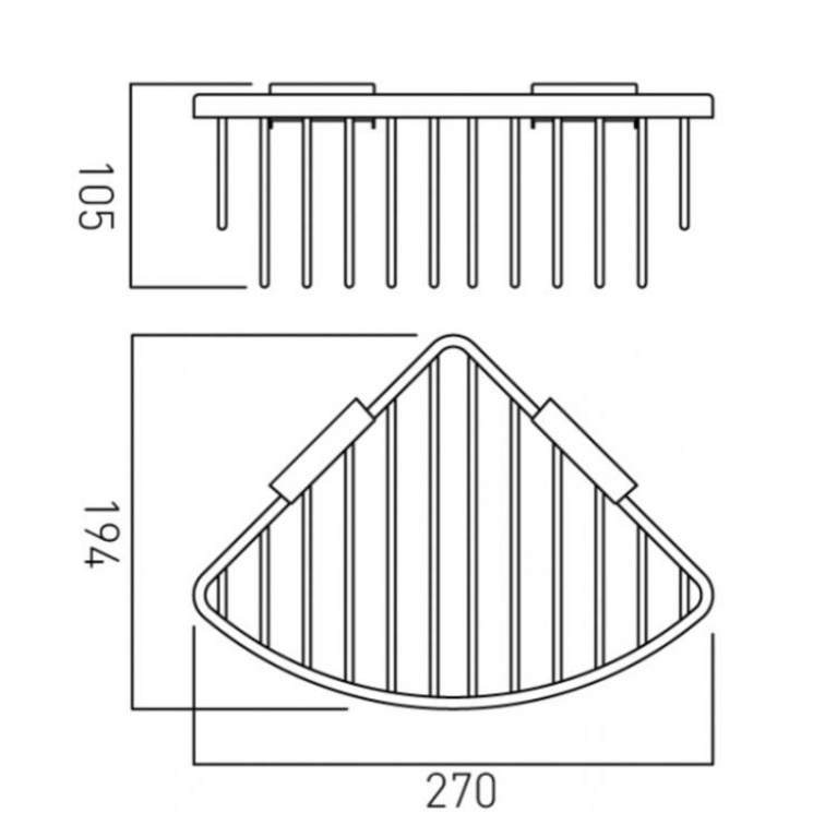 VADO Large Triangular Corner Basket 270 (W) x 194 (D) x 105mm (H)