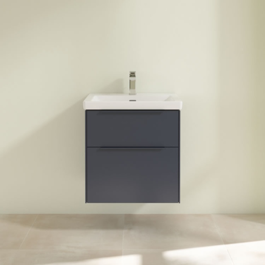 Lifestyle image of  Villeroy & Boch Subway 3.0 Marine Blue Wall-Hung LED Vanity Unit & Basin