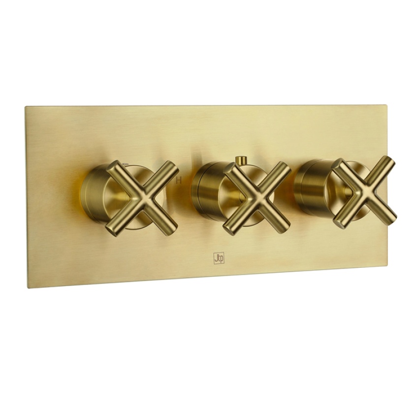 JTP Solex Brushed Brass Three Outlet Landscape Shower Valve