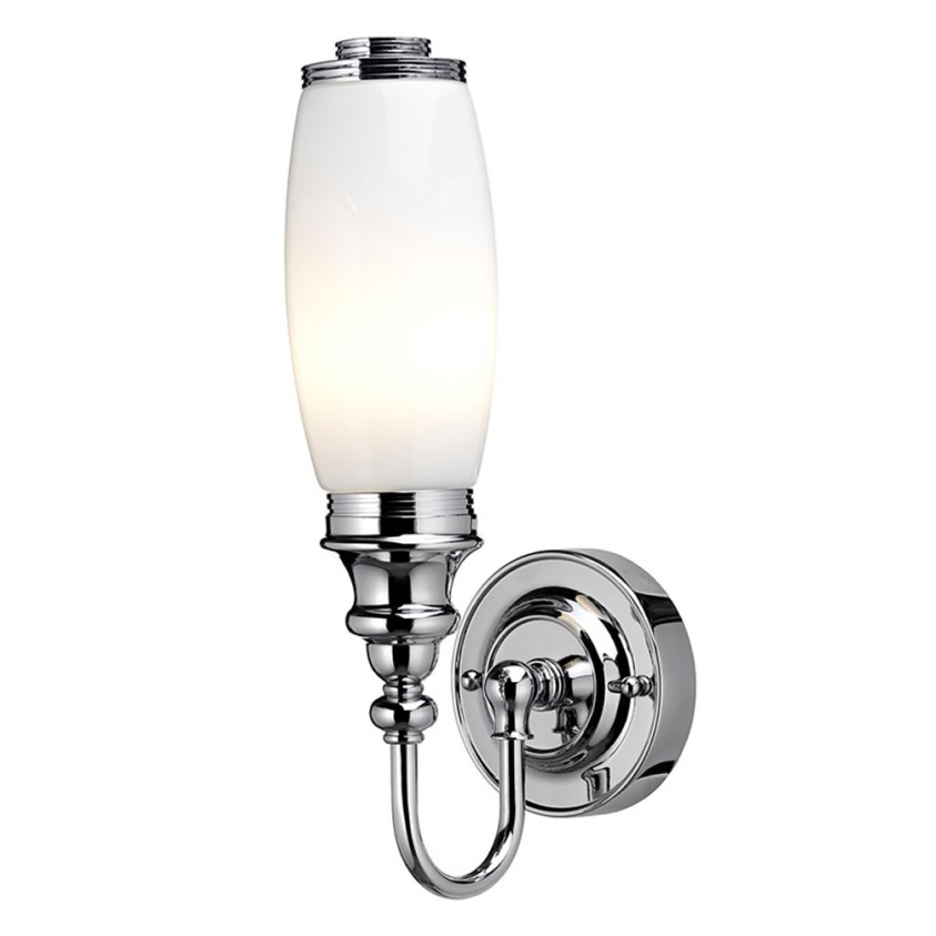 Burlington Ornate Light With Chrome Base & Tube Frosted Glass Shade - Light On