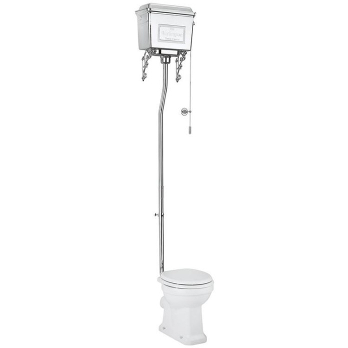 Burlington Chrome Aluminium High Level Toilet 