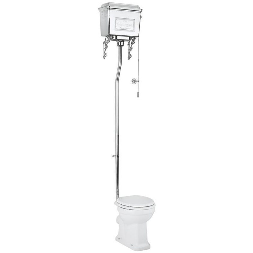 Burlington Chrome Aluminium High Level Toilet | Sanctuary Bathrooms