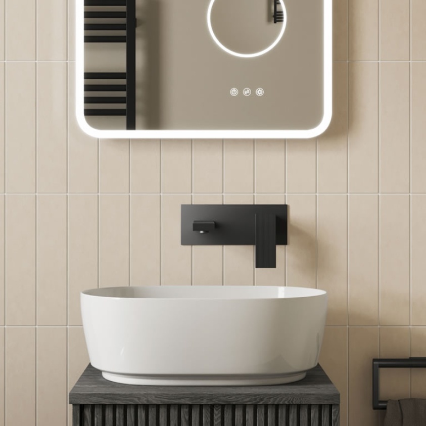 Crosswater Limit Matt Black Wall Mounted Basin 2 Hole Set - Lifestyle