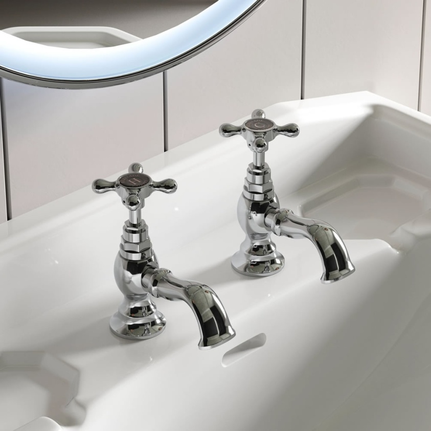 Heritage Trinity Basin Pillar Taps - Lifestyle