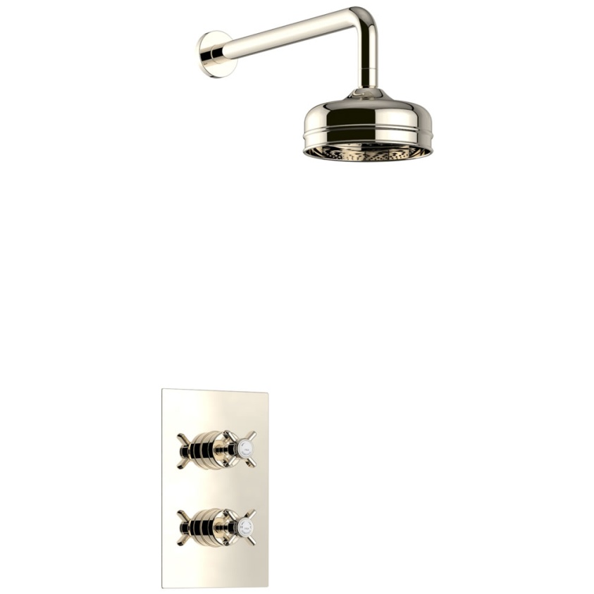 Photo of Heritage Dawlish Vintage Gold Recessed Shower Kit With Premium Fixed Head