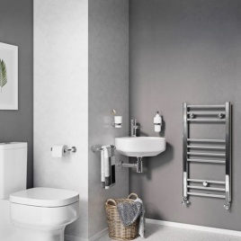 image of a crosswater wall hung corner basin in grey bathroom